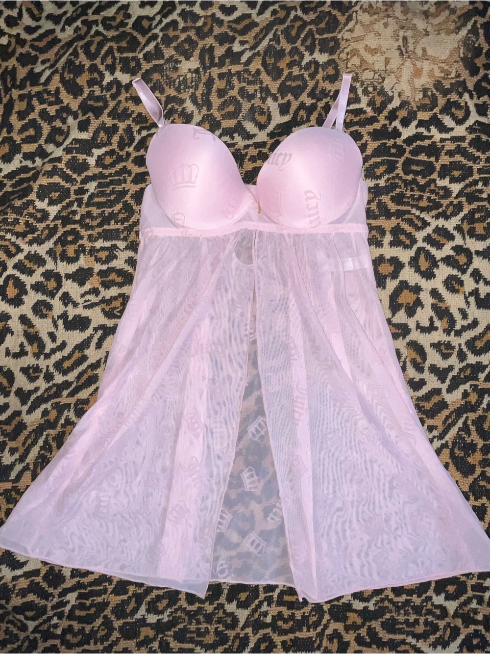 Juicy Couture Pale Pink Sheer Babydoll Chemise with Underwire Cups